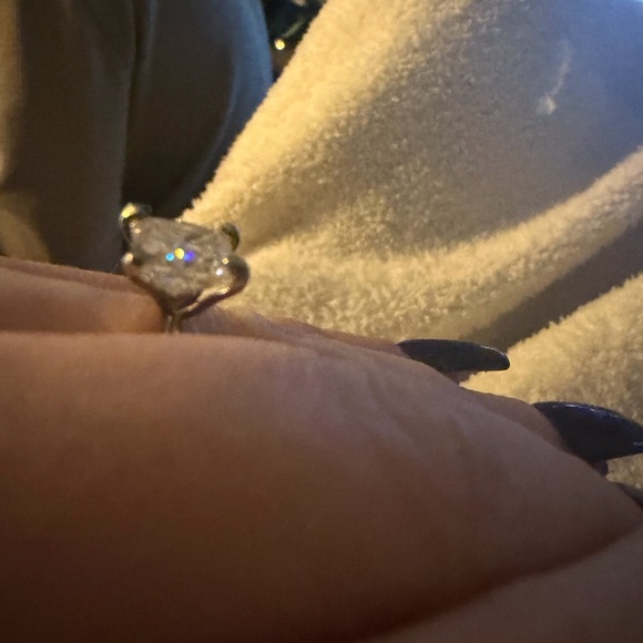 Classic Solitaire Princess-Cut Engagement Ring in Silver - Picture 5 of 6